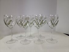 Lot 7 Malakul Hand Painted Peace Lily Wine Glasses Glassware 8in picture
