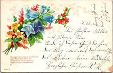 VINTAGE POSTCARD GREETINGS MULTI-COLOR FLOWERS ON UNDIVIDED BACK MAILED 1902 picture