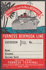 Furness Bermuda Line Stateroom Baggage Label 1950s unused picture