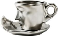 Abstract art teacup kissing lover stereo face sculpture coffee 8.8 oz, argent  picture