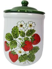 Vintage 1970's McCoy Pottery Strawberry Pattern Cookie Canister Jar Lid 7