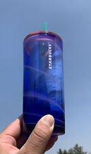New Starbucks 2022 Summer Transparent Blue Ocean Spray 18oz Glass Cold Tumbler  picture