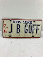 NEW YORK STATE LICENSE PLATE #J B GOFF - HI QUALITY - RARE - VANITY picture