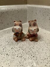 Rare Vintage PY Inspired Japan Anthropomorphic Pink Hippo Salt & Pepper Very HTF picture