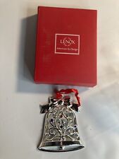 Lenox Sparkle and Scroll Silverplate Clear gems Ornament Bell NIB picture