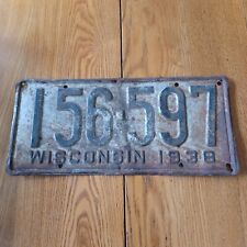 vintage license plate Wisconsin 1938 rusty picture