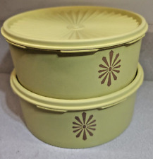 TUPPERWARE Yellow 1204-4 Round Canister Containers (2) picture