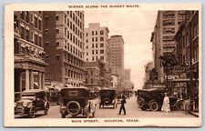 Postcard Main Street, Scenes Along The Sunset Route, Houston, Texas Posted 1923 picture