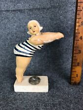 Small Vintage Chalkware Figurine of a Woman in a Stripped Bathing Suite Diving picture