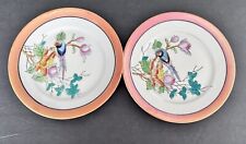 2 Vintage Chikaramachi Japanese Plates with Birds Marked On Base Pair Japan picture