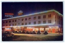 1960 Exterior Stockmen Hotel Elko Night Scene Cars Nevada NV Color Card Postcard picture