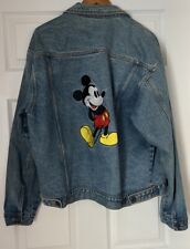 VINTAGE Disney Jacket Adult Large Blue Mickey Mouse Denim Jean Coat L picture