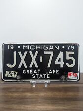 1979 Michigan License Plate JXX-745  Black/White  
