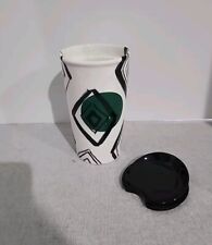 Starbucks 2014 Green Dot Diamond Ceramic Tumbler Coffee Mug 10 oz. w/ Black Lid picture