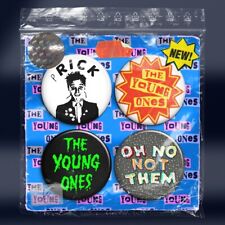 THE YOUNG ONES 2 Bad News Comic Strip Ade Rik Mayall Planer Pin Badges x4 picture