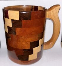 Handcrafted Handled Wood Mug Walnut Pasture Hickory Brown Tan picture