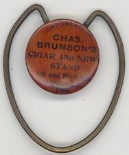 1900 CHAS. BRUNSON'S CIGAR & NEWS STAND ADVERTISING BUTTON Hamilton Ohio picture