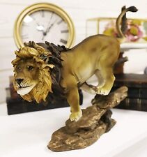 Ebros Lion King of The Jungle Running Down A Sloping Rock Statue 11.25
