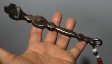 Real Tibet 1700s Old Antique Buddhist Iron Grinding Gold Rod Inlaid Copper Gem picture