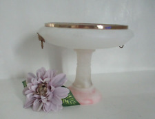 Art Deco Hand Carved Italian Pink Alabaster Pedestal Compote Dish picture