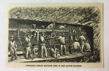 1880 magazine engraving~PNEUMATIC BORING MACHINES St Gothard Tunnel, Switzerland picture