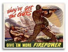 1940s “Give 'Em More Firepower” WWII Historic Propaganda War Poster - 24x32 picture
