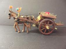 Vtg Folk Art Wooden Handmade Horse & Buggy Carriage 15