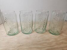 Set Of 4 Vintage Green Collectible Coca-Cola Can Shaped Glasses picture