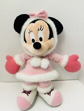 Vintage Disney Minnie Mouse Eskimo Pink Christmas Scarf Snowflakes 16” Plush picture