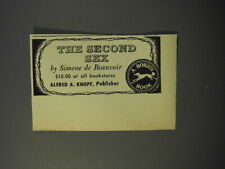 1953 Alfred A. Knopf Book Advertisement - The Second Sex by Simone de Beauvoir picture