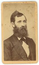 Antique CDV Circa 1870s Handsome Man With Large Full Beard Wearing Suit & Tie picture