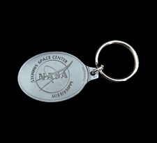 Vintage NASA Stennis Space Center Embossed Key Ring Solid Pewter Mississippi picture
