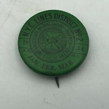 1934 NYC Firemen District 2 Union Button Pin Pinback NY City Vtg Bastian  P9  picture