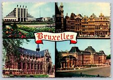 Postcard Belgium Brussels multiview c1963  2L picture