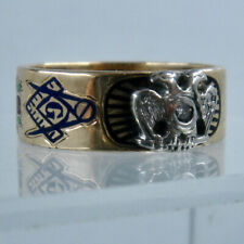 1940s Masonic Scottish Rite 14K Diamond Enamel Ring Sz 8 3/4 picture