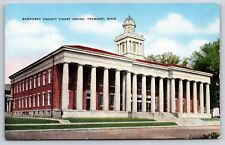 Fremont Ohio~Sandusky County Court House~Greek Revival Style~Vintage Linen PC picture