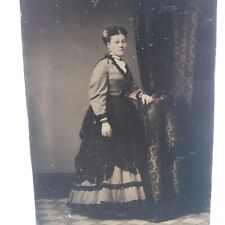 Antique Tintype Photo of Beautiful Young Woman Lovely Dress picture