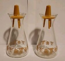 Vintage Corning Ware Pyrex Butterfly Gold Salt & Pepper Shakers Set w/ Stoppers picture