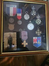 ww2 WWI France group medals in frame, orders, pocket watch 8 x medals, orders picture