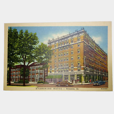 Evanshire Hotel Evanston IL Hinman at Main St Postcard Antique Cars Linen picture