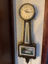Antique Working 1940s Telechron W1 Large  Mahogany Banjo Wall Clock 32