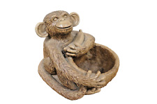 Heavy Vintage Plaster Planter - Monkey Holding A Banana picture