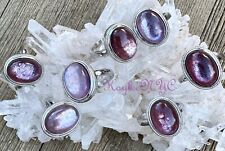 Wholesale Lot 7 Pcs Natural Purple Lepidolite White Bronze Rings Crystal picture