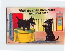 Postcard Wish You Could Come Along And Join Me, Dogs Comic Art Print picture