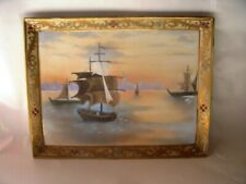 Nippon Hand Painted VintageOriental Wall hanging/Sailboats and water scene picture