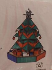 NIOB Tiffany Style Stained Glass Christmas Tree Table Top Decoration 10” Lamp picture