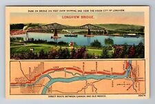 Longview WA-Washington, Aerial Park On Bridge, Map View, Vintage Postcard picture