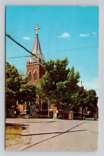 Postcard St Ignatius of Loyola Church in St Ignace Michigan, Vintage Chrome M20 picture