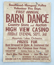 VINTAGE SMALLWOOD NY 1950's BARN DANCE POSTER SIGN BETHEL CATSKILLS RARE picture