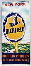 RICHFIELD SERVICE STATION HIGHWAY ROAD MAP OF NEW YORK STATE 1952 VINTAGE picture